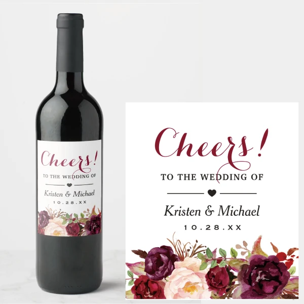 Wedding wine bottle label
