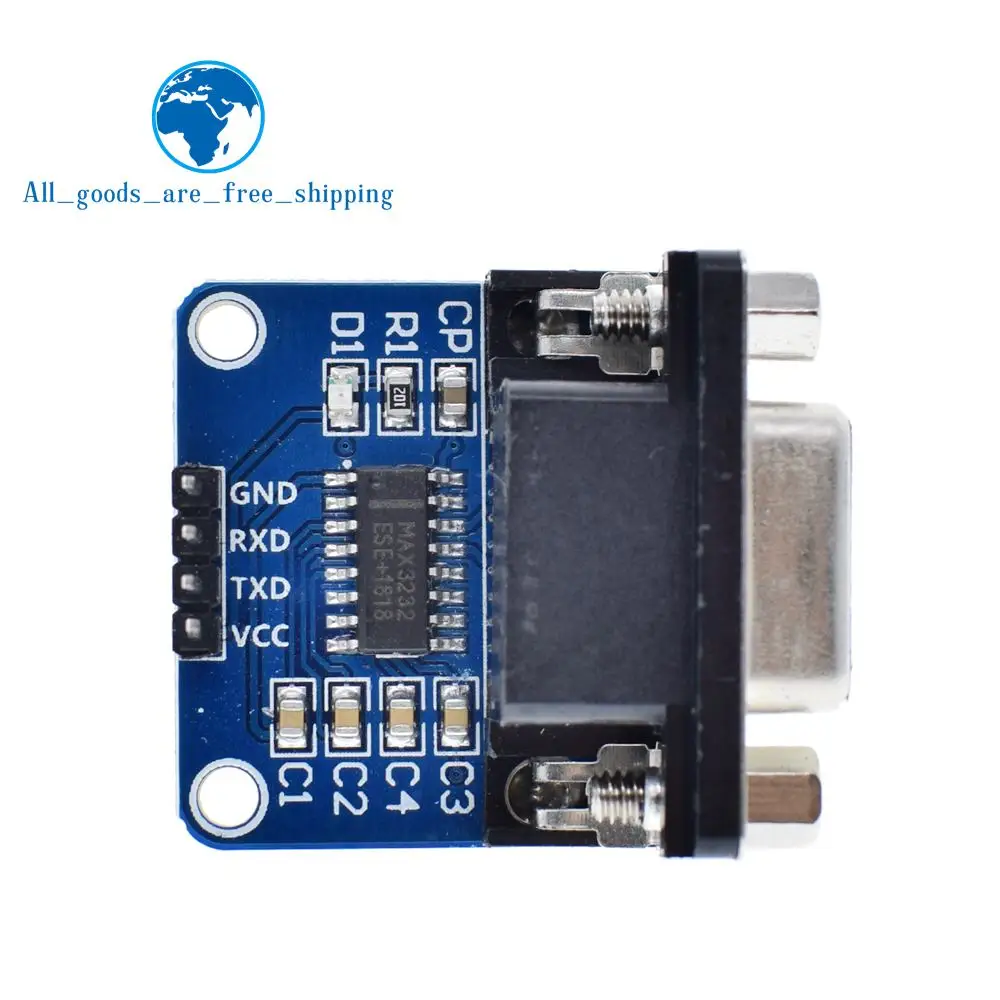 

TZT MAX3232 RS232 to TTL Serial Port Converter Module DB9 Connector MAX232 For Arduino