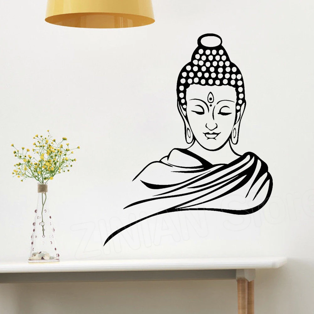 Classic Black Buddha Vinyl Wall Stickers Home Decor Living Room