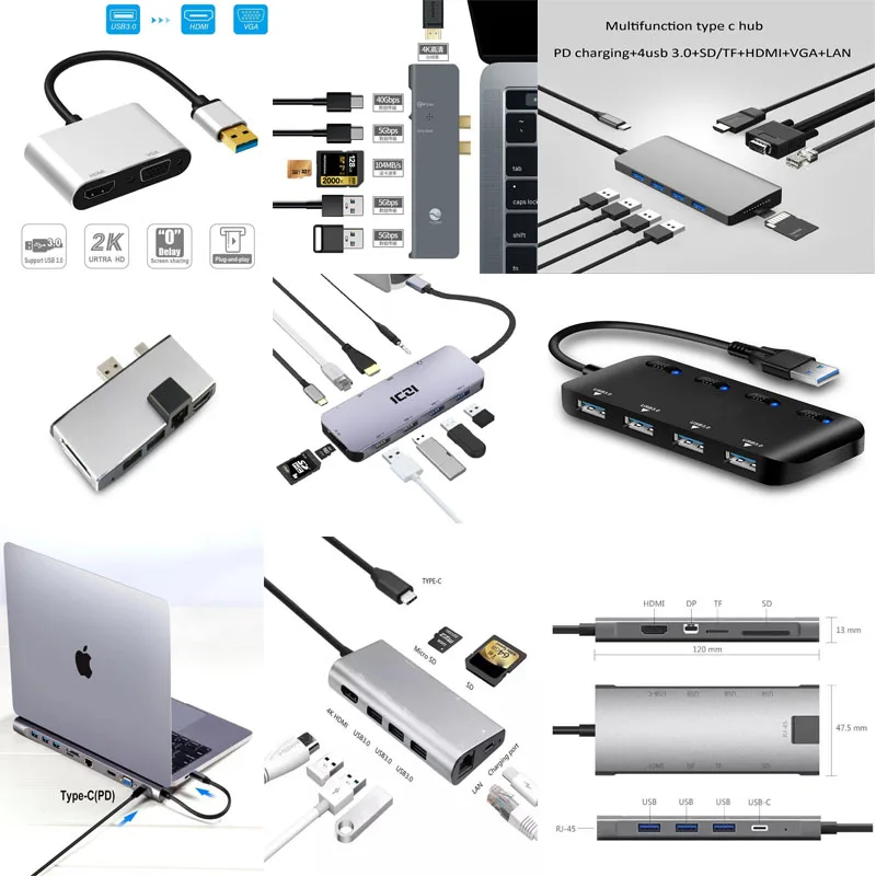 Surface Dock Hub with HD DP Ethernet Lan port USB 2.0/3.0 Port Docking Station for Microsoft Surface Pro  5 6