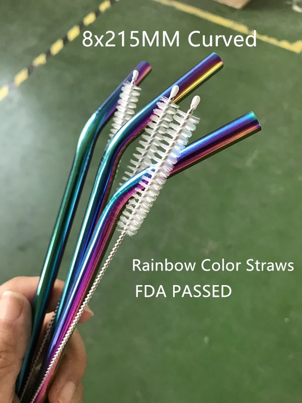 

WOWSHINE Wholesale rainbow Colorful Stainless Steel 304 Drinking Straws 50pcs+50 Brushes Reusable Dishwasher Safe FDA Passed
