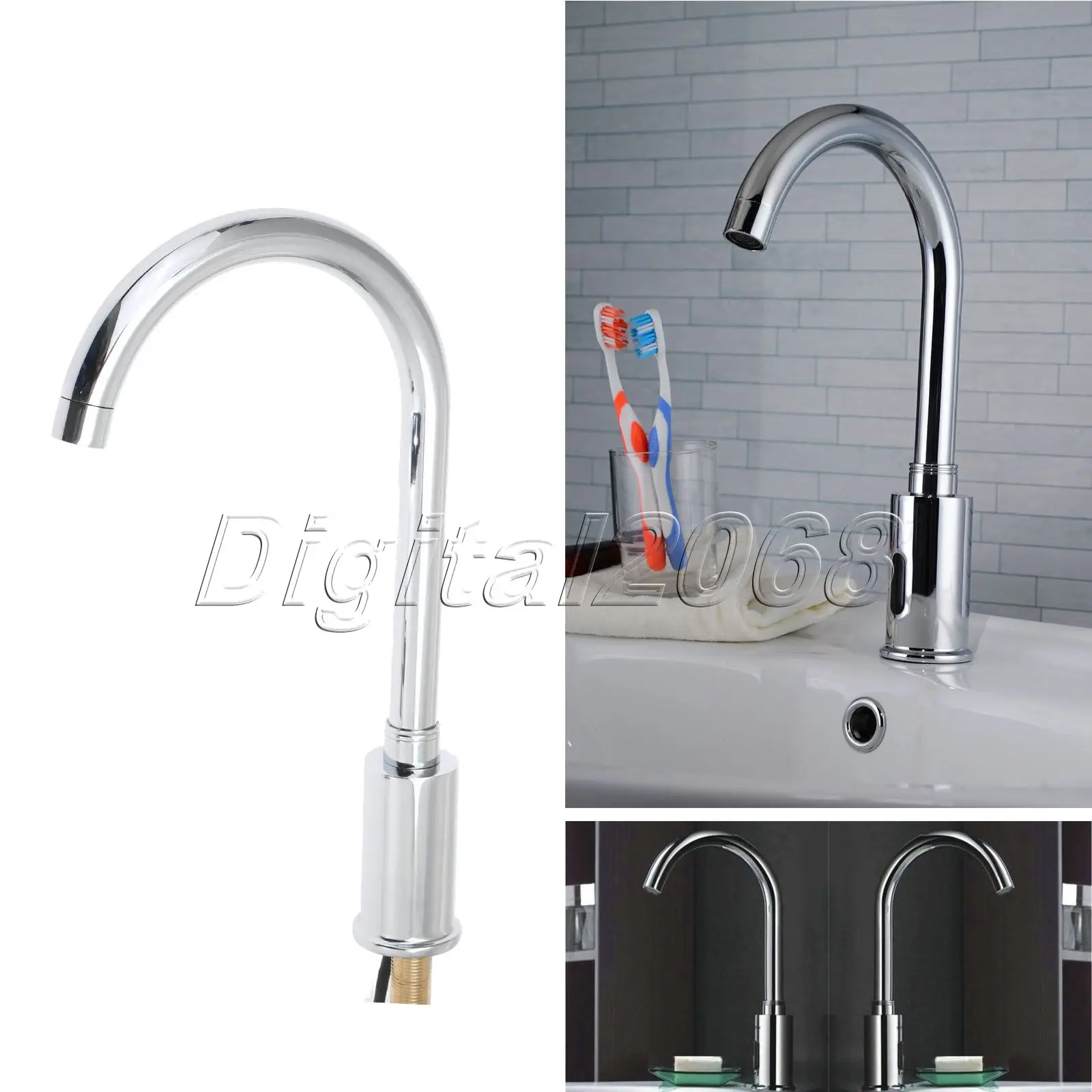 Modern Bathroom Basin Faucet Automatic Electronic Hands Single Touchless Sensor Cold Water