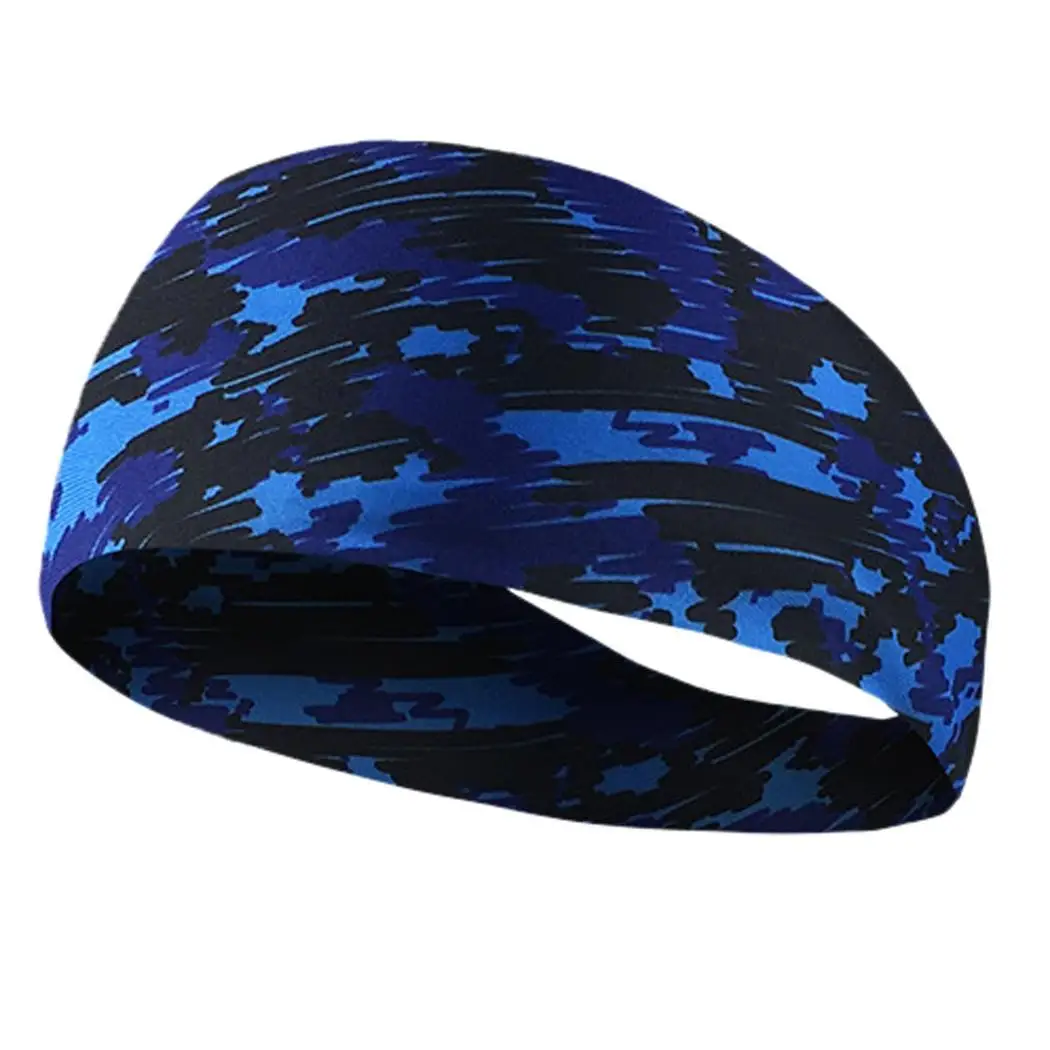 Эластичная Повязка На Голову унисекс, эластичная широкая Йога, цветочные геометрические спортивные упражнения, повязка для волос, аксессуар - Цвет: blue