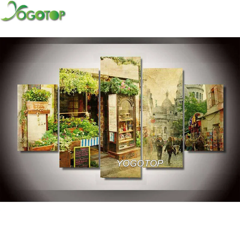 

YOGOTOP DIY Diamond Painting Cross Stitch Kits Full Diamond Embroidery 5D Diamond Mosaic Needlework ancient city stre 5pcs ML129