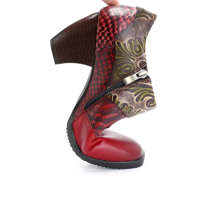 Big Size High Heels Pumps Women Shoes Vintage Handmade Square Toe Snake Pattern Zip Cow Leather Pumps Spring Autumn Ladies Shoes (8)