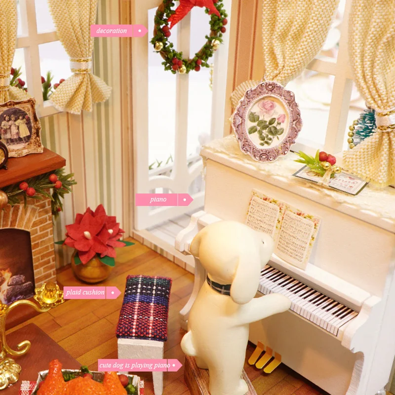 Праздничное время мебель ручной работы кукольный дом сборные наборы Diy 3D Деревянный Miniaturas кукольный домик игрушки для рождества подарок на день рождения