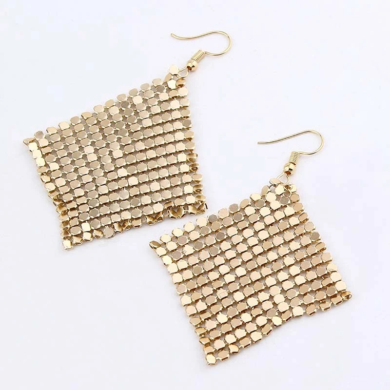 

Charm Sequin Drop Earrings New Geometric Long Earrings In Small Squares Shiny Dangle Earring Jewelry Women