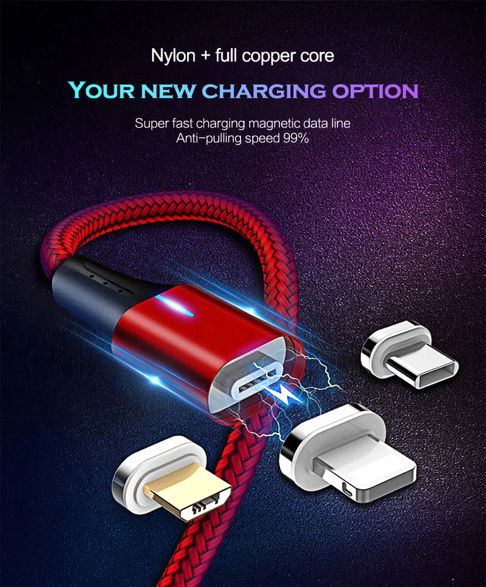 5A светодиодный магнитный USB супер быстрый зарядный кабель type-C Micro USB кабель для iPhone huawei P9 P10 P20 samsung смартфон шнур для передачи данных