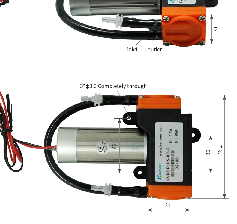 Kamoer 12В/24В KVP8 Plus DC вакуумный насос с использованием геотермальной энергии(кисть для консилера/с бесщеточным двигателем постоянного тока, воздушный насос, высокая Давление