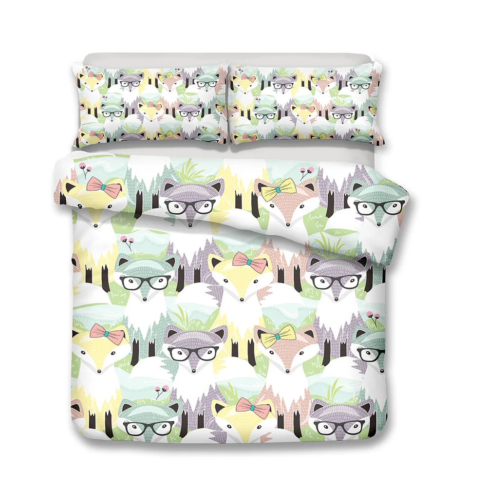 Woodland Fox Bedding Set Cartoon Animals Bed Linen Set 2/3 Piece Kids Bedroom Duvet Cover Set Single Double Full Queen King Size Woodland Fox Bedding Set Cartoon Animals Bed Linen Set 2/3 Piece Kids Bedroom Duvet Cover Set Single Double Full Queen King Size