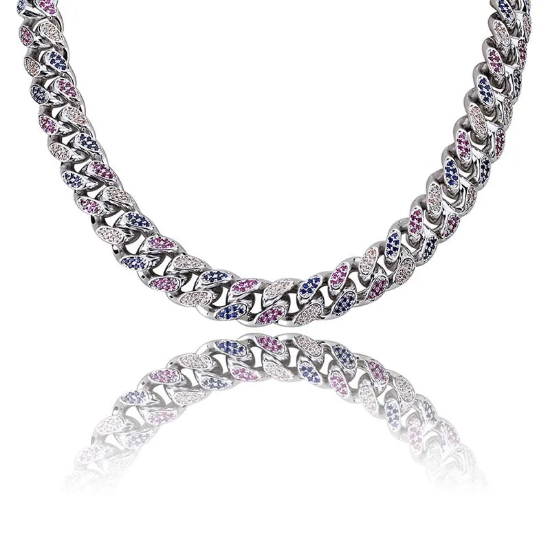 

Rapper Hip Hop Men's Necklace Bling Iced out 30" Half 14mm Miami Cuban Link Chain Necklace Fashion Punk Jewelry drop shipping