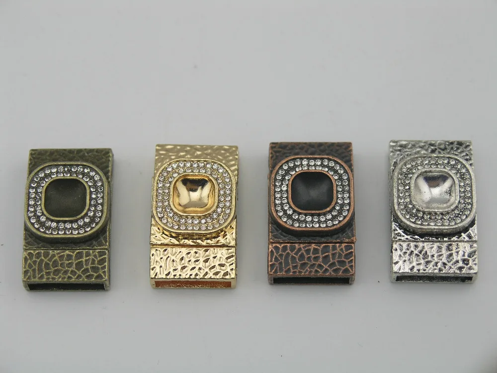 

3 Colors--5 Sets 15.6x3.3mm Strong Magnetic Clasp With Clear Crystal Beads--CLP1247