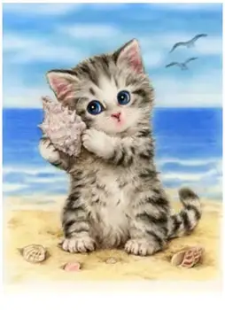 

Embroidery Needlework Crafts 14CT Unprinted DIY Quality Cross Stitch Kits Handmade Arts Cat Beach Sea Shell Animal Cut Decor