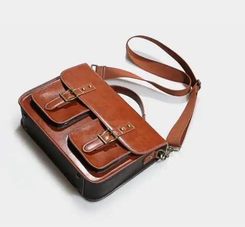 Новая модная Ретро Женская сумка через плечо, женские сумки, кожаные сумки для ноутбука, Дамский деловой портфель для компьютера, школьная сумка-мессенджер