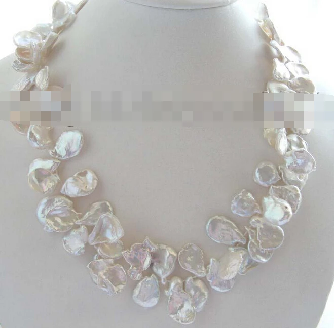 

0002365 Natural White Reborn Keshi Pearl Necklace 14k (A0513)