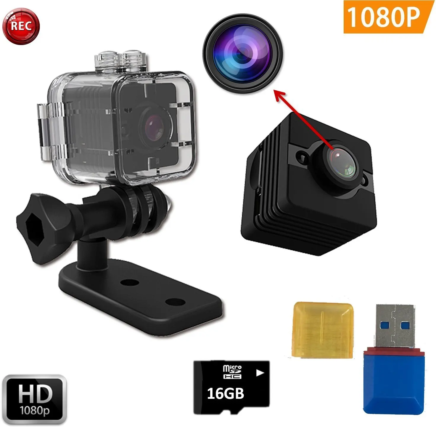 Waterproof Mini Camera SQ12 HD+16GB Sport Action Camera Night Vision