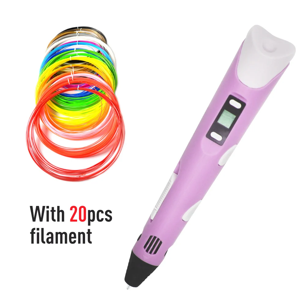 Penobon 3D Ручка с 20 цветами нити PLA 1,75 мм детский подарок Живопись 3D печать Ручка материалы резиновые расходные материалы - Цвет: pink 20pcs PLA