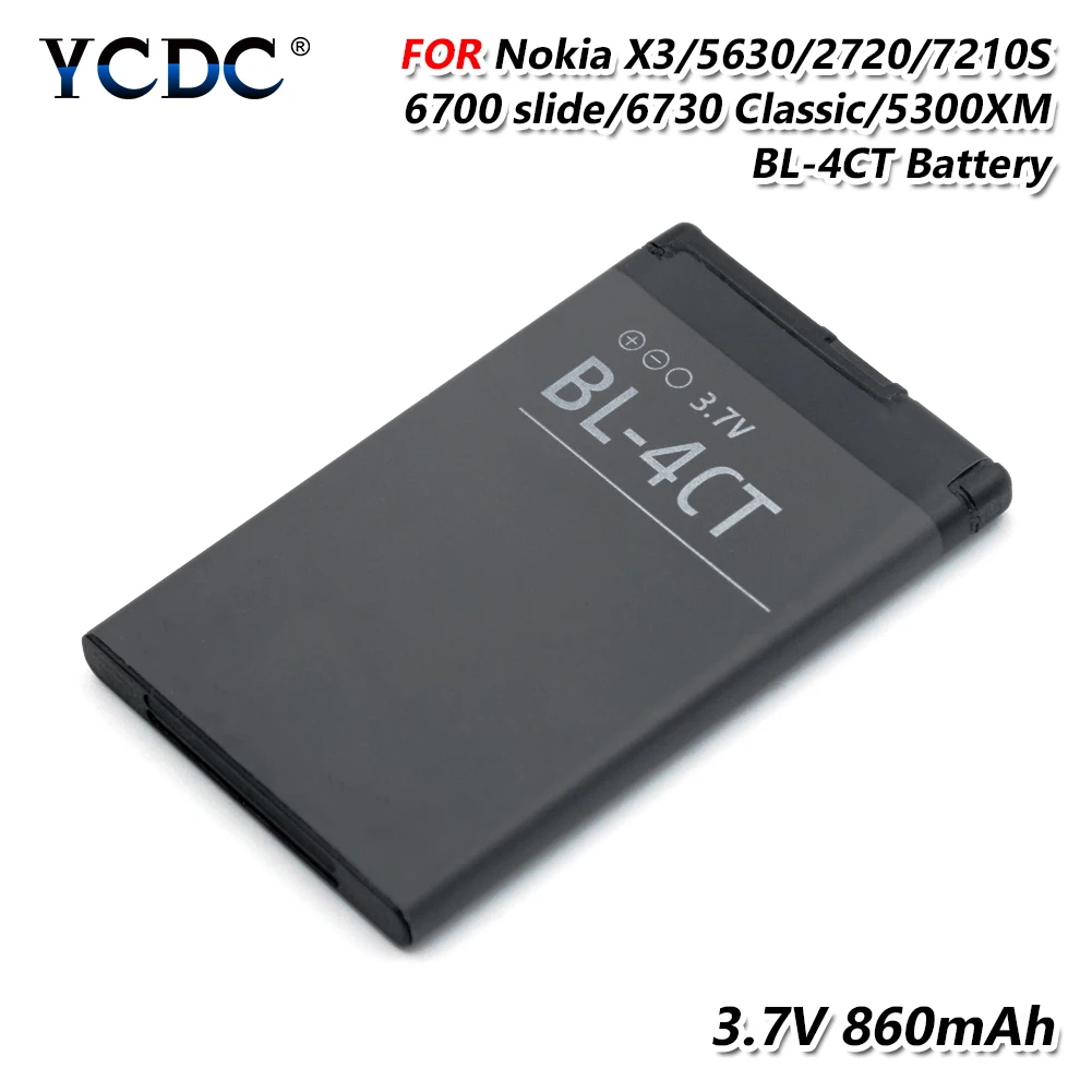 YCDC 3,7 V 860 мА/ч, BL-4CT BL4CT литий-ионный аккумулятор Батарея для Nokia 7210S 7310C 6700S 7230X3 X3-00 2720A 3720 6702S 5300XM 6730C