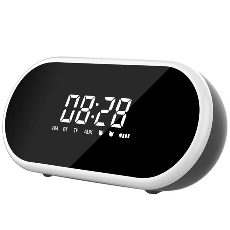 Fm Radio Alarm Clock Digital Mirror Surface Dimmer Large Led Display With Usb Charger Ports, Adjustable Brightness- For Trave