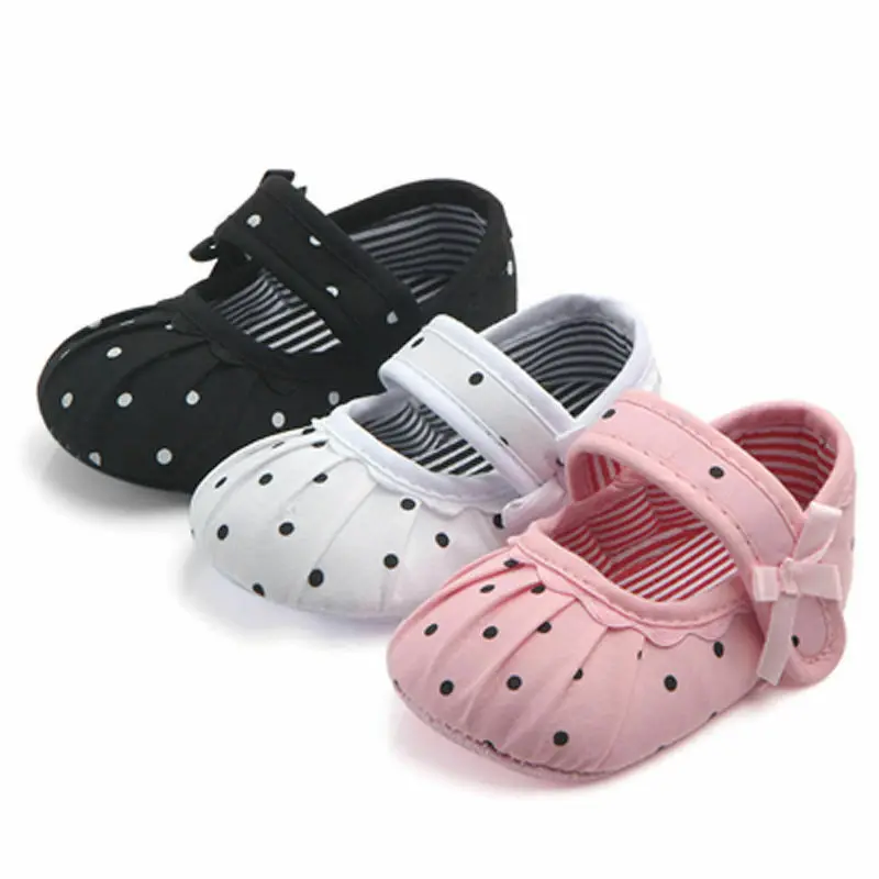 Cute Infant Toddler Baby Boy Girl Soft Dots Sole Crib Shoes Newborn 0-18Monthss