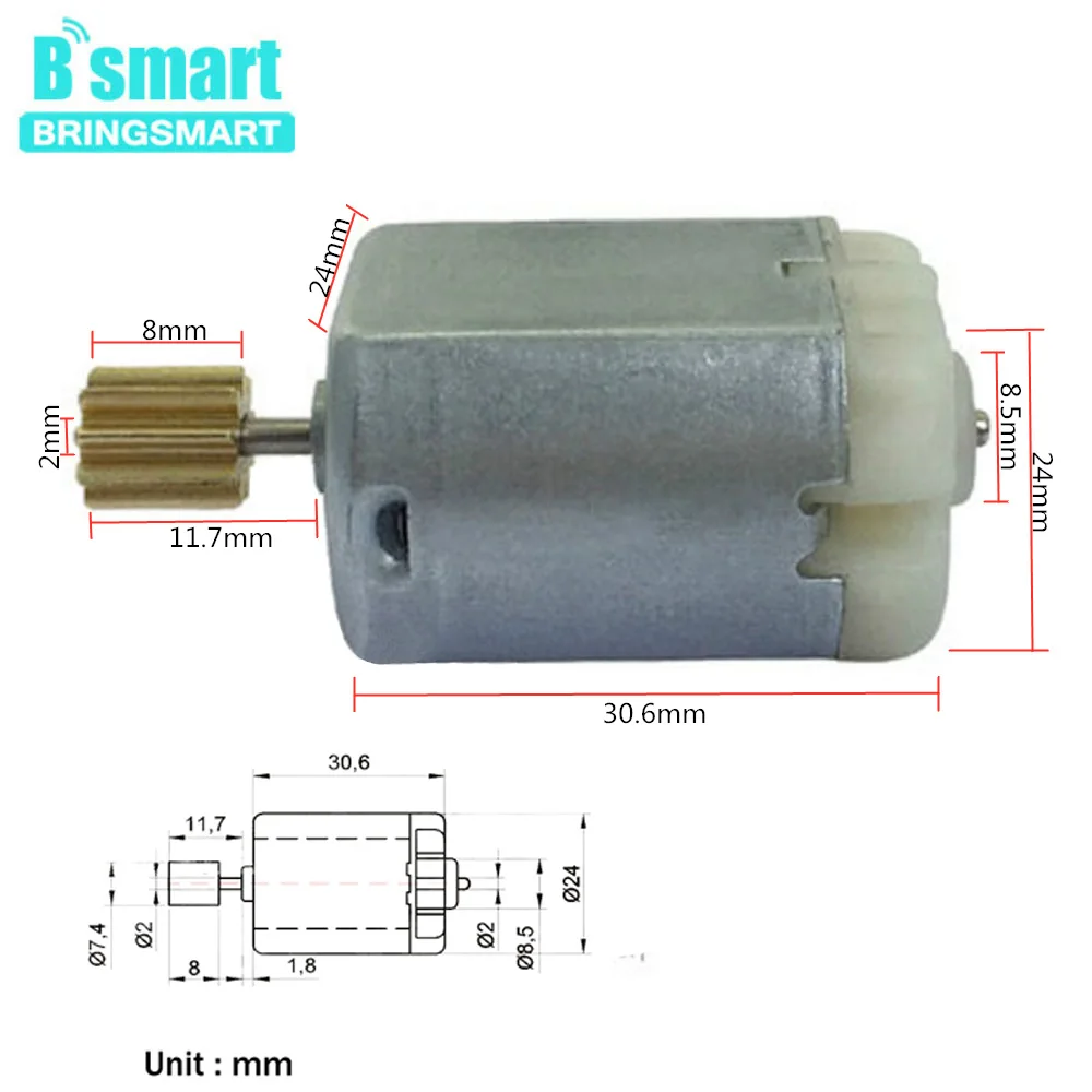 

Bringsmart Mini Motor with Gear M0.7-9T High Speed Motor for Vehicle Power Window Car Door Lock Rearview Mirror Motor 280PC