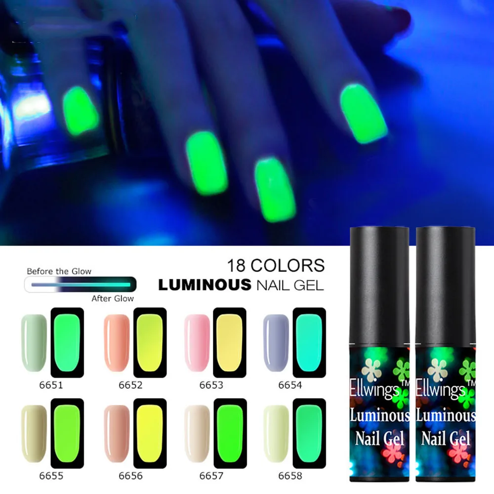 

18 Colors Luminous Nail Gel Polish Hybrid Varnish Night Glow In Dark Nail Gel Fluorescent Lucky UV Nail Gel Hybrid Varnish Gel