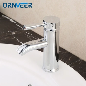 

Free Shipping Solid Style Chrome Brass Bathroom Faucet Deck Mounted Single Hole Hot & Cold Brass Basin Sink Mixer Tap C-002