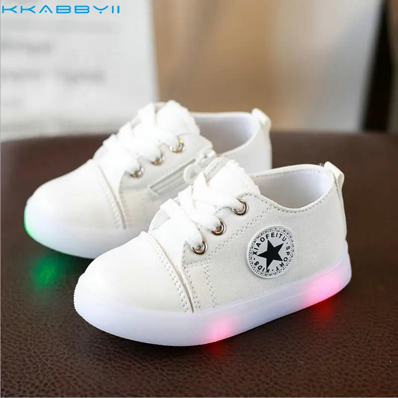

KKABBYII Kids Fashion Children Led Sneakers Shoes Canvas Soft Bottom Baby Sport Toddler Shoes With Light Boys Girls Sneakers