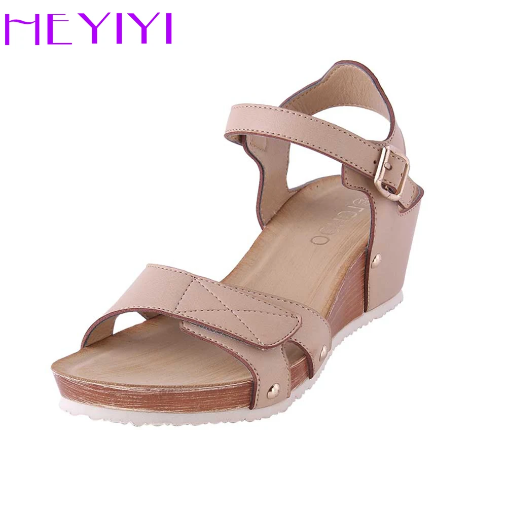 

Wedges Sandals Shoes for Women Large Size Soft Casual Lightweight Rivet Hook&loop Simple Rome Style HEYIYI Platform Shoes Women