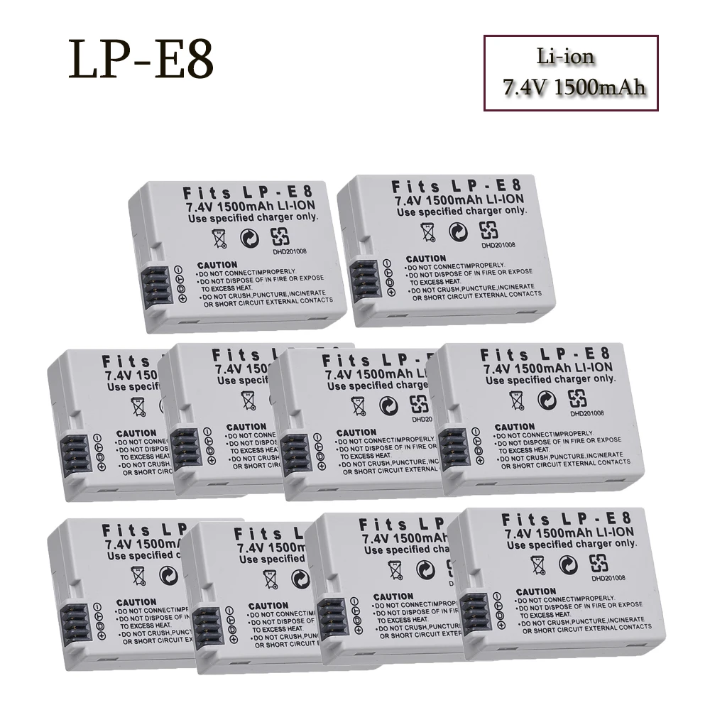 Оптовая продажа 7 4 V 1500mAh литий ионная LP E8 батарейный блок LPE8 для Canon EOS 550D 600D 650D Rebel
