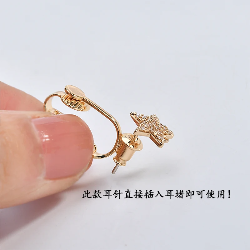 Цветные медные покрытия 18K настоящий золотой зажим для ушей циркониевые Мягкие