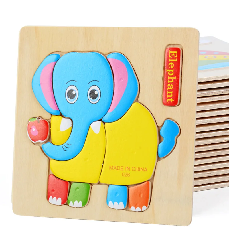 

Hot Sale 3D Puzzle Wooden Toys Cartoon Animal Vehicle Wood Puzzle Intelligence Kids Baby Early Educational Big discount Toy