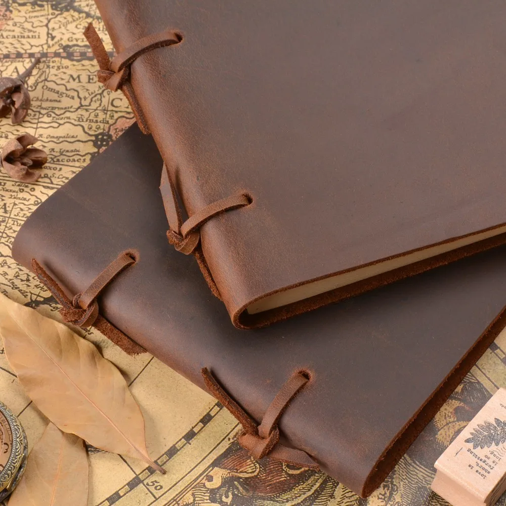 Handmade Genuine Leather Notebook Rustic Diary Journal Crazy Horse Leather Cover Environmental Paper Vintage Memo Notepad Handmade Genuine Leather Notebook Rustic Diary Journal Crazy Horse Leather Cover Environmental Paper Vintage Memo Notepad