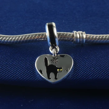 

ZMZY Brand New Original 925 Sterling Silver Charms Halloween Evil Cat Ghost Beads Spiral Hole Snake chain Bracelets Jewelry