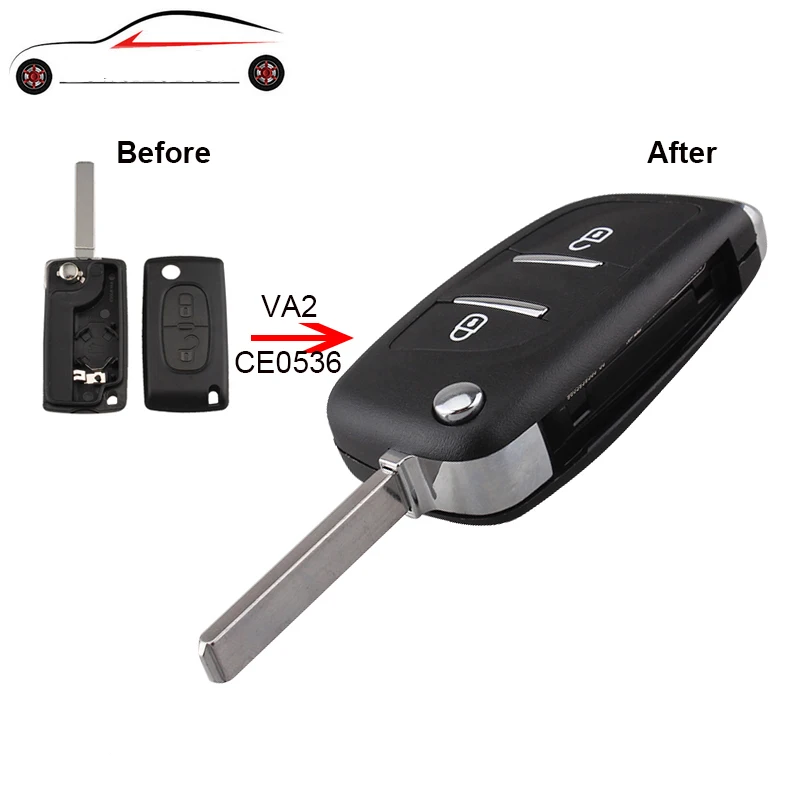 

GORBIN 2Button Remote Car Key Case For Citroen C2 C3 C4 C5 C6 C8 Modified Flip Car Keys For Peugeot 207 307 407 CE0536 VA2 Blade
