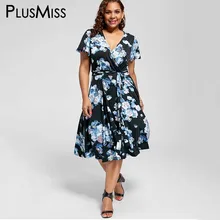 Плюс Размеры 8XL 7XL 6XL 5XL Sexy V Средства ухода за кожей Шеи Цветочный принт бохо платье женские большие размеры Винтаж пляжное богемное платье миди лето 2017