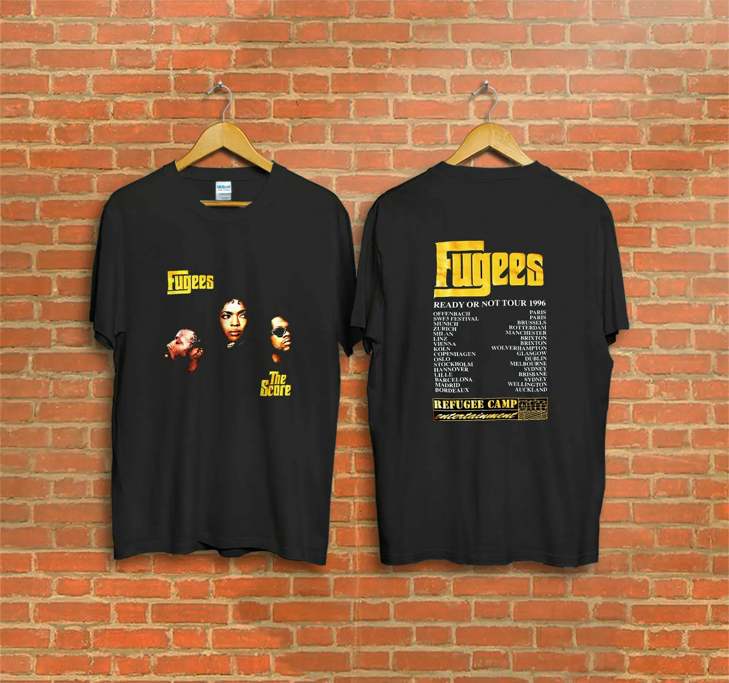 

Vintage 1996 Fugees The Score Ready or Not Concert Tour T-Shirt Reprint 2018 Summer Men'S Brand Clothing O-Neck T Shirt