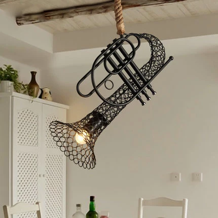 

Hemp Rope Pastoral Vintage Industrial Pendant Lighting Lamp Lights Wrought Iron led e27 Loft Sax American Country Cafe Lamps