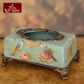 

American country retro style box ornaments European Home Furnishing napkin box box flower decoration