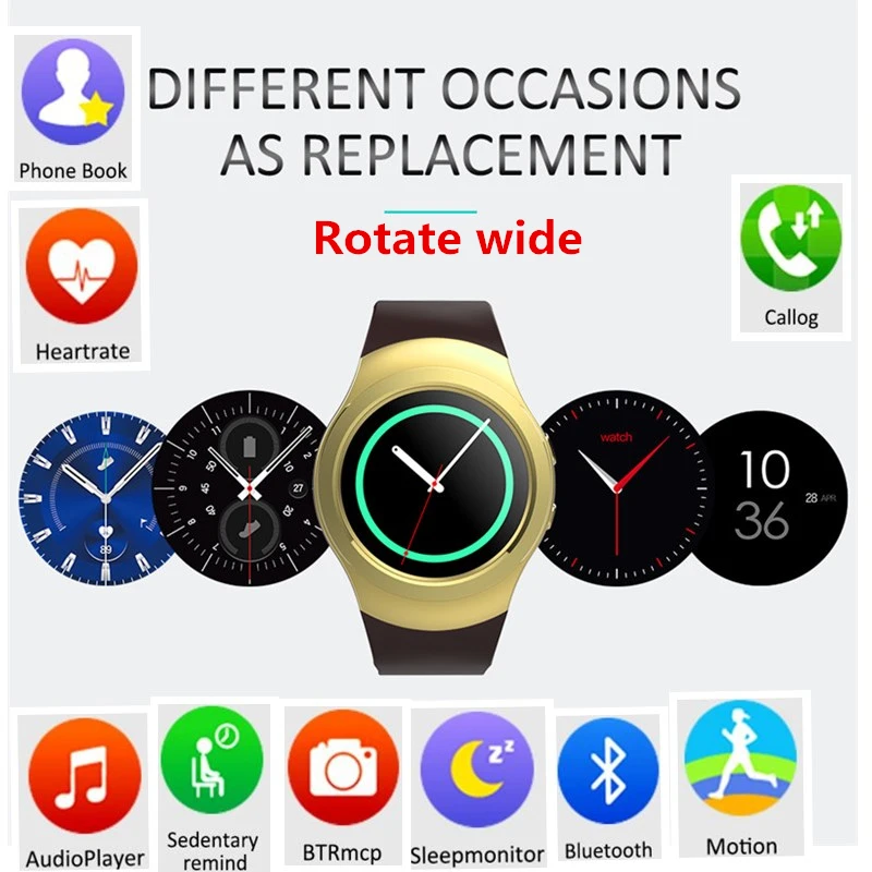 Bluetooth Smart Watch as2 S2 SmartWatch часы вращающийся Безель reogio до сих пор жива для iPhone Samsung Android