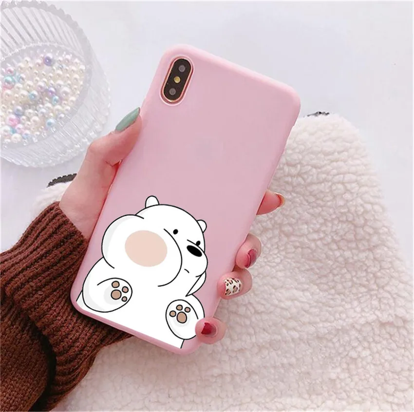 Cute We Bare Bears Ice Bear phone Case For iPhone X 7 Plus XS 10 Case