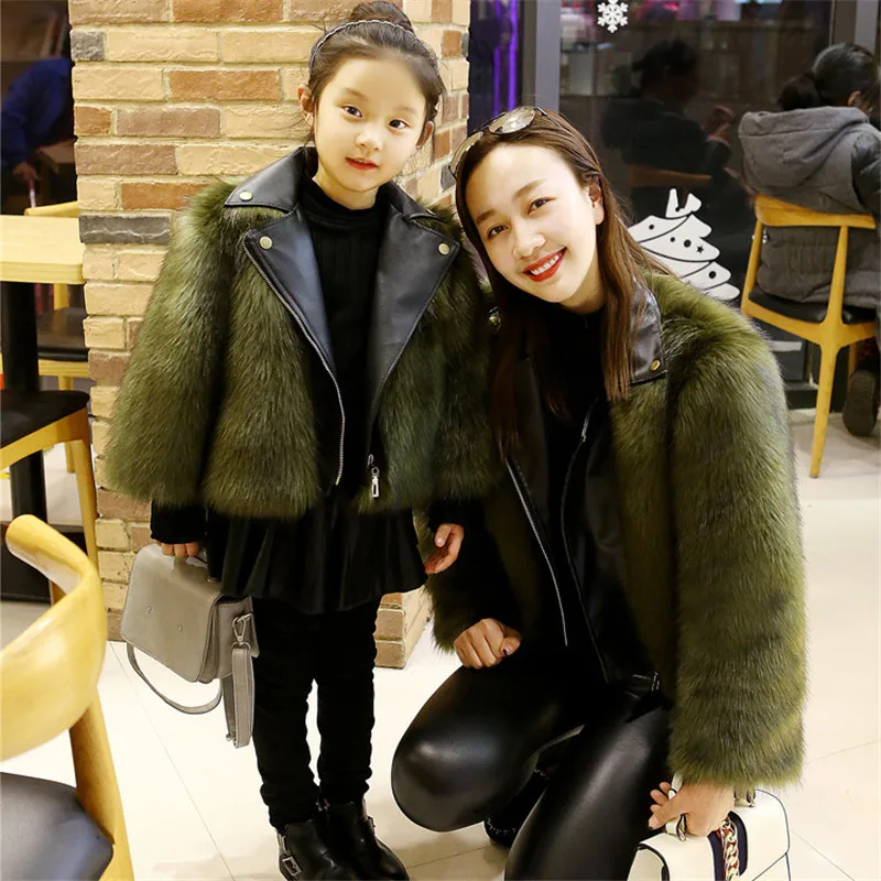 PROD 32955324445 LILIGIRL Winter Mother Daughter Christmas Faux Fur
Leathe Coat Outwear for Family Christmas Matching Clothes Jacket
