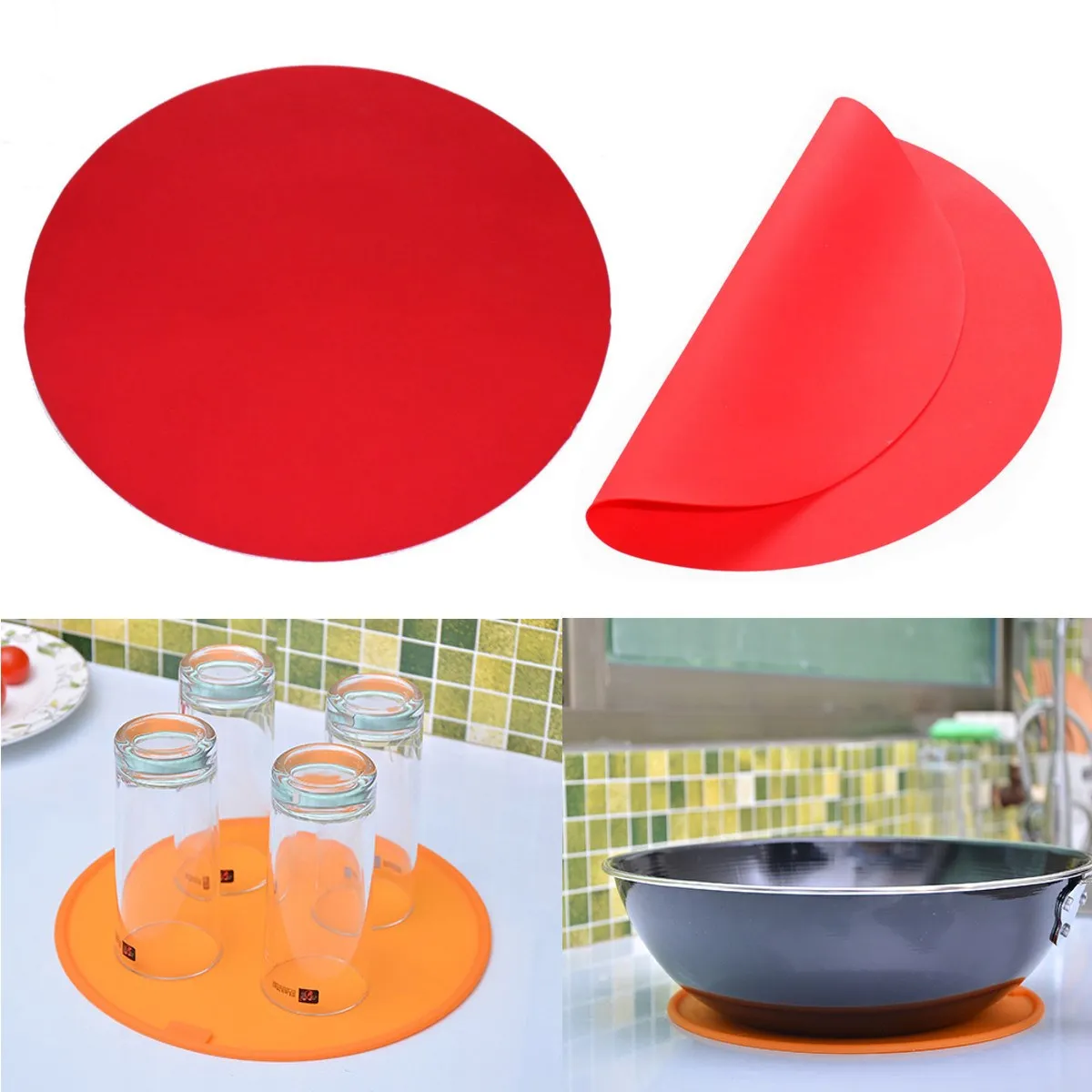 Round Silicone Baking Mat 30cm Oven Cookie Pizza Sheet Microwave