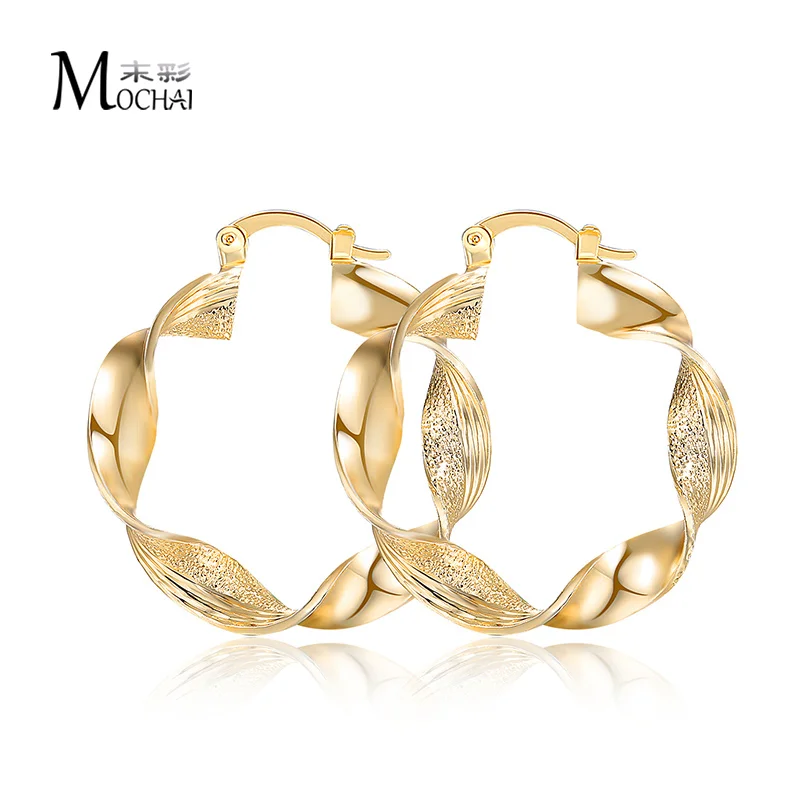 Высококачественные брендовые металлические витые серьги-кольца для женщин и девушек, круглые модные вечерние серьги золотого цвета, подарок ZK30 35 мм - Окраска металла: Gold
