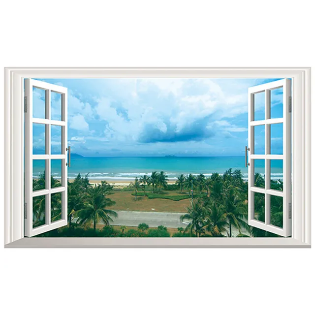 120*70 cm vista al mar mural paisaje de playa Tropical 3d ventana falsa