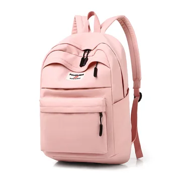 

Korean New Casual Backpack Girls Schoolbags Solid Pink Nylon Backpacks Men Women Middle School Student School Bag