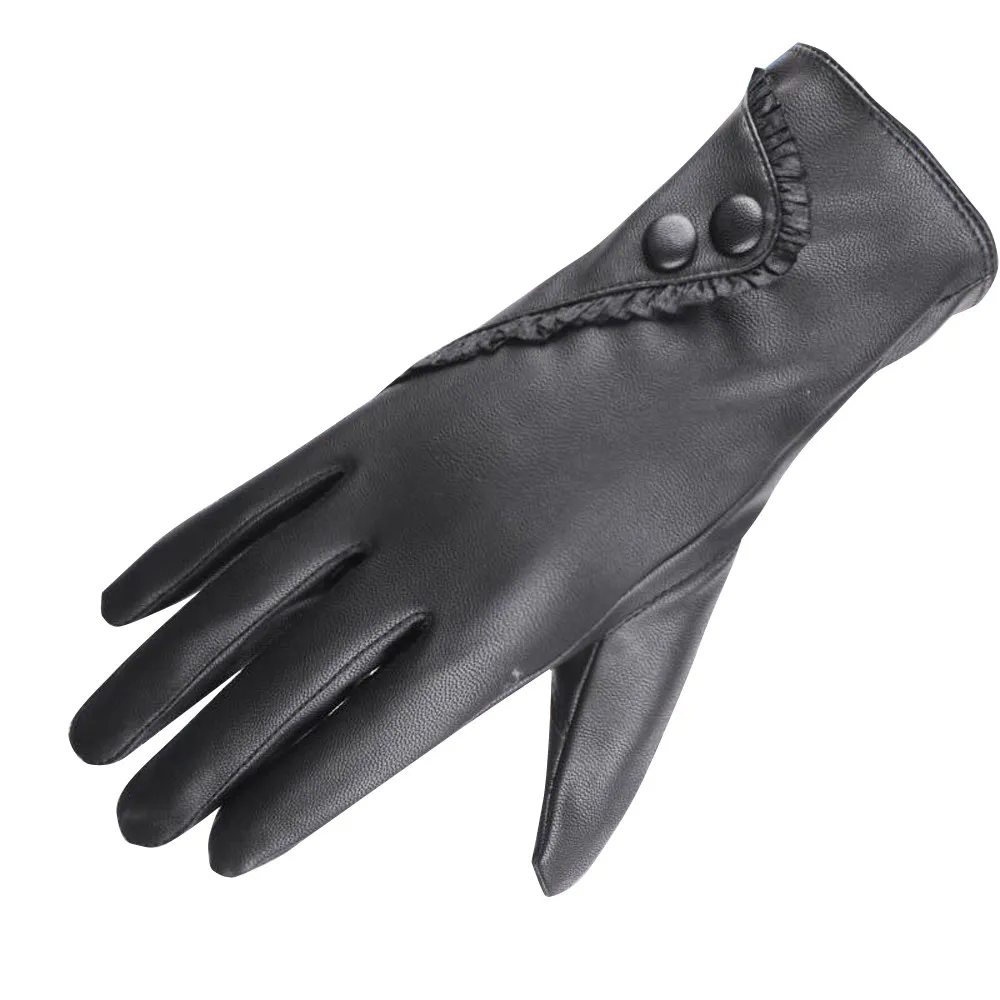 Женские мягкие зимние перчатки из искусственной кожи, теплые кашемировые черные перчатки, зимние толстые теплые перчатки для женщин, новинка