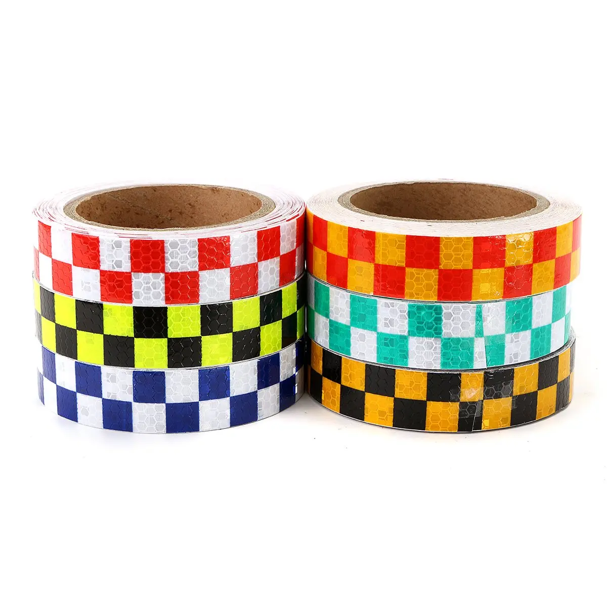 

25mm x 10m Intensity Reflective Car Sticker Double Color Chequer Roll Signal PVC