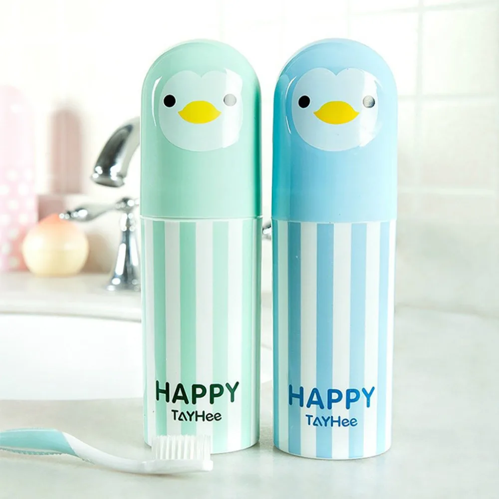 1pc Cute Penguin Plastic Cartoon Toothbrush Cup Portable Travel Toothbrush Holder Sanitary Ware Suit Toothpaste Storage Box LS*D 1pc Cute Penguin Plastic Cartoon Toothbrush Cup Portable Travel Toothbrush Holder Sanitary Ware Suit Toothpaste Storage Box LS*D