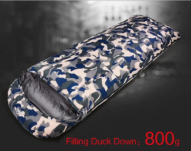 Военный Спальный мешок для кемпинга Сверхлегкий военно-морское армейское вниз переносной спальный мешок на утином пуху 600 800 1000 1200 конверт из водонепроницаемого материала - Цвет: 800g